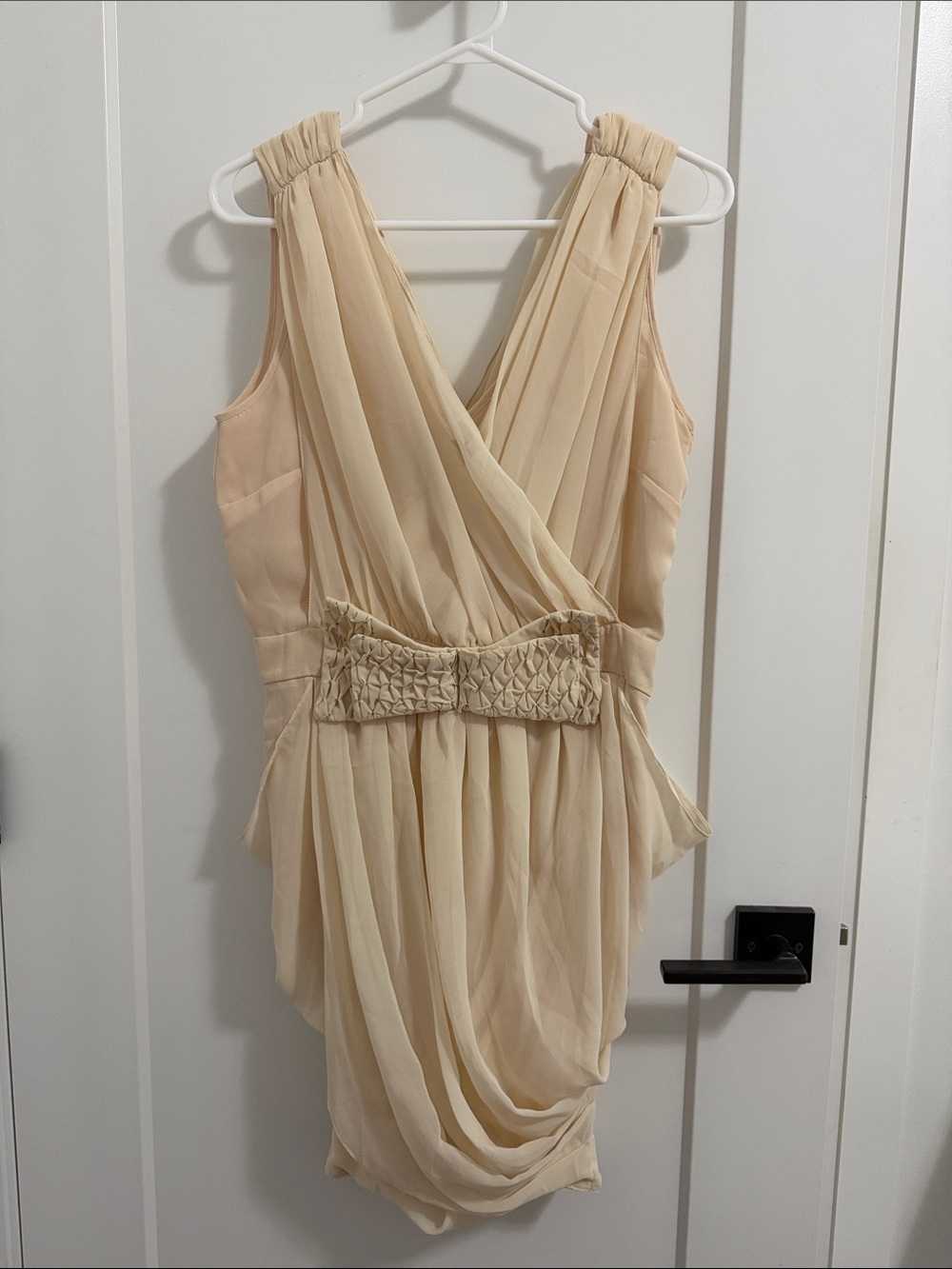 H&M Elegant Cream Draped V-Neck Dress